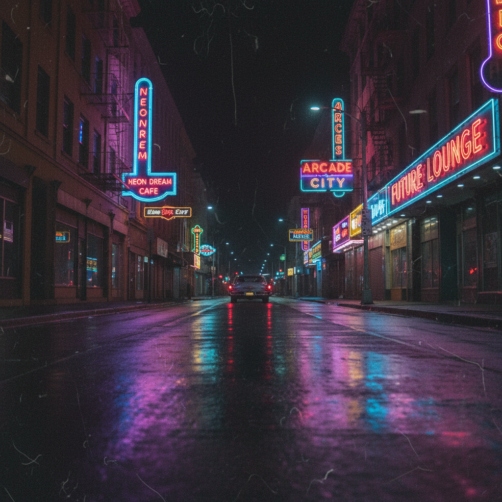 Neon City Street Night